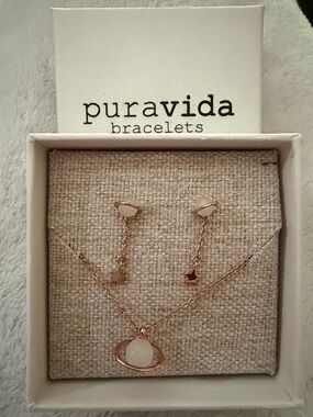 Pura Vida Rose Gold Planet Pendant Necklace with White Accents